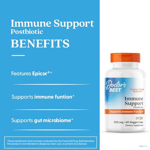 Doctor'S Best Doctors Best Epicor Immune Support Postbiotic Supplement - 500 Mg Dried Yeast Fermentate Per Capsule Immune & Gut Health Support For Men & Women Non-Gmo Gluten Free Vegan 60 Veg Caps