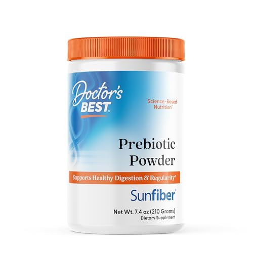 Doctor'S Best Prebiotic Powder Supplement With Sunfiber Guar Fiber - Digestive Health & Nutrition Support For Women & Men Unflavored Easy Dissolve Gluten Free Non Gmo Vegan 7.4 Oz