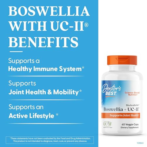 Doctor'S Best Boswellia Uc-Ii Supplement For Men & Women - Boswellia Serrata Extract Capsules For Joint Health Support Type Ii Collagen Bioavailable Non-Gmo Gluten Free Soy Free 60 Veg Caps