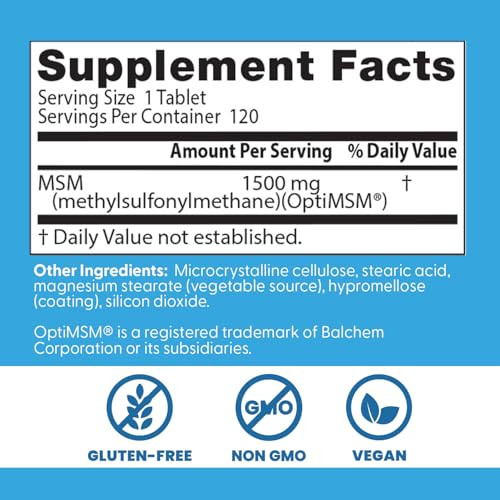 Doctor'S Best Msm Supplement 1500Mg For Men & Women - Supports Hair Skin Nails Joint Health & Mobility Delivers Beneficial Sulfur With Optimsm Gluten Free Non Gmo Vegan 120 Tablets