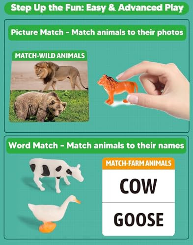 Dreamorie Animal Matching Memory Games For Dementia Patients Alzheimers Activities Kit W/ 36 Realistic Animal Figures & 54 Cards Fun Brain Training Product & Meaningful For Seniors And Elderly