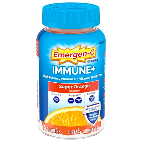 Emergen-C Immune Triple Action Immune Support Gummies Betavia (R) 1000Mg Vitamin C B Vitamins Vitamin D And Antioxidants Super Orange 45 Count