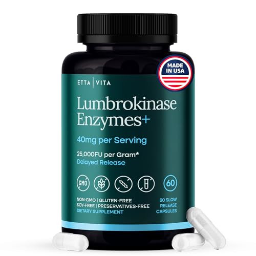 Etta Vita Potent Lumbrokinase Supplement 40Mg/Serving (Max Activity - 800000 Units) - Lumbrokinase Enzymes Capsules For Energy Support Digestion Detox Cognition & Gut Health - Similar To Nattokinase
