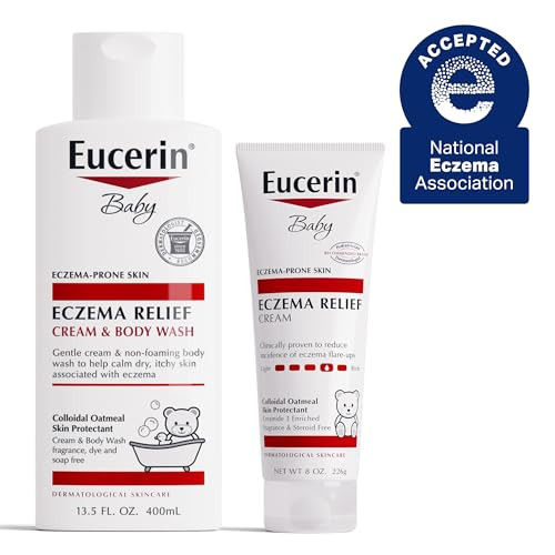 Eucerin Baby Eczema Relief Cream And Body Wash (13.5 Fl Oz) Baby Eczema Cream (8 Oz) Fragrance Free Skin Care Set With Colloidal Oatmeal (Skin Protectant)