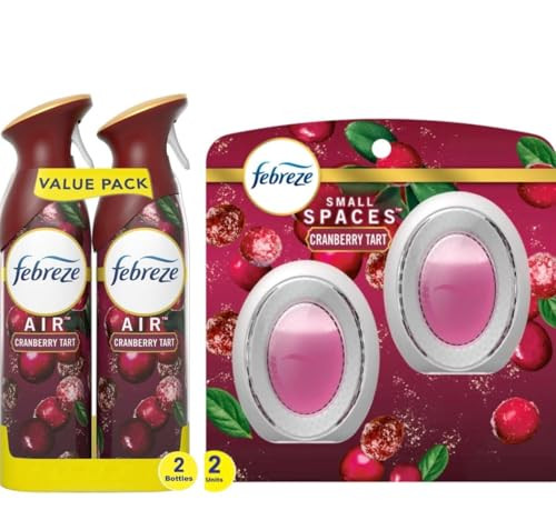 Febreze Air Freshener Odor Fighting Spray Cranberry Tart Limited Edition 8.8 Oz. (Pack Of 2) Febreze Small Spaces Air Freshener Limited Edition Scents (Cranberry Tart 2 Count)