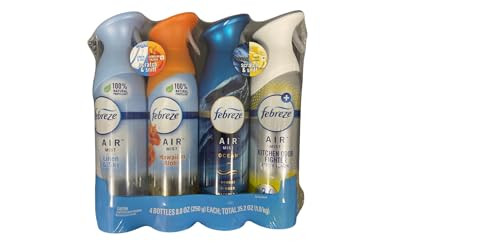 Febreze Air Effects Odor-Eliminating Air Freshener Linen & Sky Hawaiian Aloha Ocean Heavy Duty Kitchen Odor Eliminator Fresh Lemon 8.8 Oz. Aerosol Can Pack Of 4
