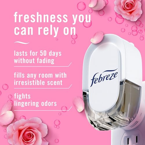 Febreze Plug In Air Freshener Odor-Fighting Scented Oil Refill Air Fresheners For Home And Bathroom And Kitchen Long Lasting For Strong Odors Romance & Desire Scent 0.87Oz Refills 2 Count
