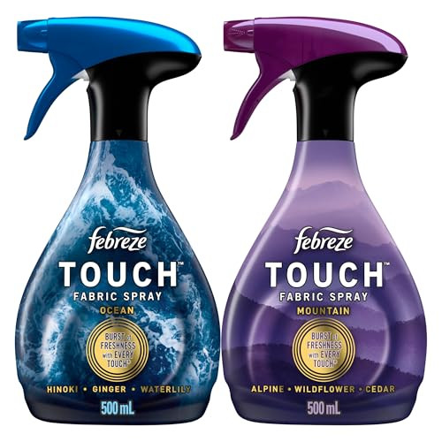 Febreze Touch Fabric Spray Air Freshener Odor-Fighting Fabric Refresher Couch And Linen Spray Sneaker Balls Alternative Ocean And Mountain Scent Multicolor 16.9Oz 2Ct