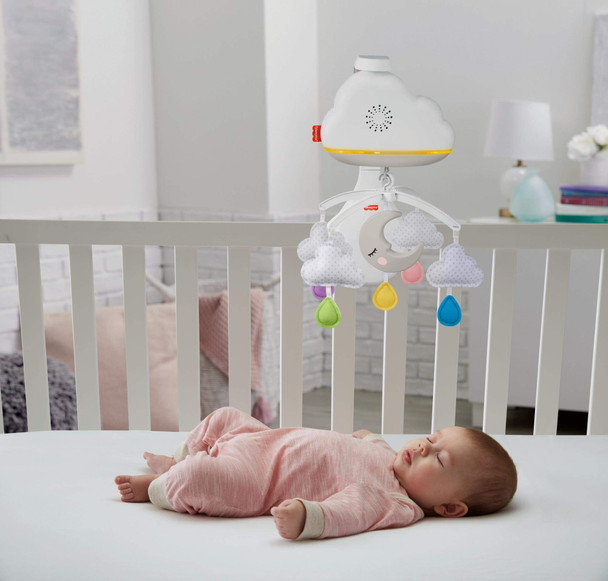 Fisher-Price Sound Machine Calming Clouds Mobile & Soother Convertible Crib To Tabletop With Music & Lights For Newborn To Toddler