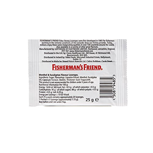 Teadz Fisherman'S Friend Original Extra Strong Menthol & Eucalyptus Lozenges Pack Of 8 (25 G)