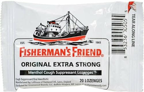 Fisherman'S Friend Fisherman S Friend Original Extra Strong Menthol Cough Suppressant Lozenges Gluten-Free 20 Count (Pack Of 6)