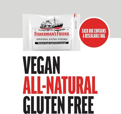 Fisherman'S Friend Fisherman S Friend Original Extra Strong Menthol Cough Suppressant Lozenges Gluten-Free 20 Count (Pack Of 6)