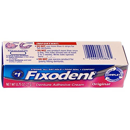 Fixodent Denture Adhesives Cream Original 0.75 Oz (Pack Of 6)