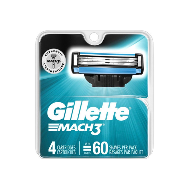 Gillette Mach3 Men's Razor Blade Refills, 4 ea