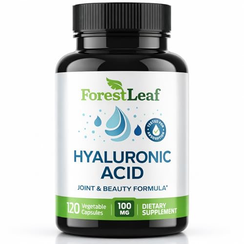 Forestleaf Hyaluronic Acid Supplements 100Mg High Bioavailable Dietary Hyaluronic Acid Powder Capsules 50Mg Vit C Supports Skin Hydration Joint Lubrication Anti-Aging Hair & Nails 120 Caps