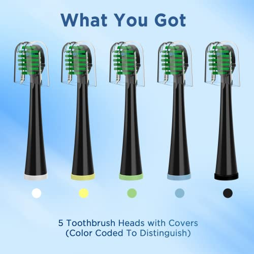 Fregum Replacement Toothbrush Heads For All Waterpik Sonic Fusion Models (Sf-01 Sf-02 Sf-03 And Sf-04 Series) Compact With Covers Black And White (10 Count)