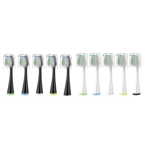 Fregum Replacement Toothbrush Heads For Waterpik Complete Care 5.0/9.0 (Cc-01/Wp-861) With Covers Black And White (10 Count)