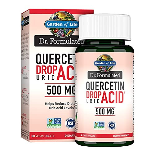 Garden Of Life Dr. Formulated Quercetin Drop Uric Acid Support With Tart Cherry Extract Vitamin C & Luteolin Probiotic Gluten-Free Non-Gmo Vegan 60 Tablets