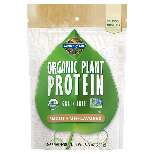Garden Of Life Organic Plant Protein Unflavored Protein Powder With Probiotics & Enzymes Plant Based Powder Amino Acids Non-Gmo Grain-Free Gluten-Free Vegan 10 Servings