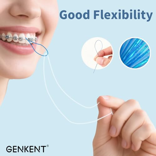 Genkent Floss Threaders 200 Count Floss For Braces Bridges Implants Deep Clean Dental Floss Threader (2 Pack)