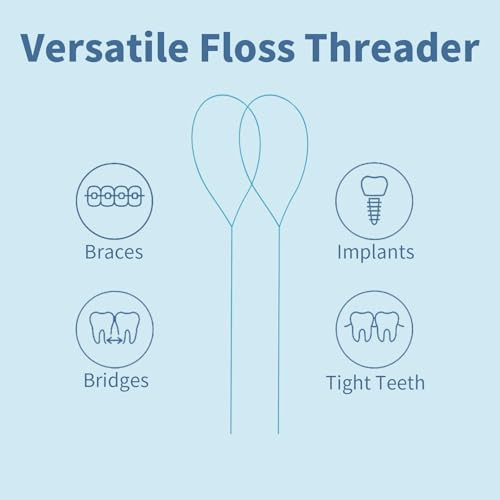 Genkent Floss Threaders 200 Count Floss For Braces Bridges Implants Deep Clean Dental Floss Threader (2 Pack)
