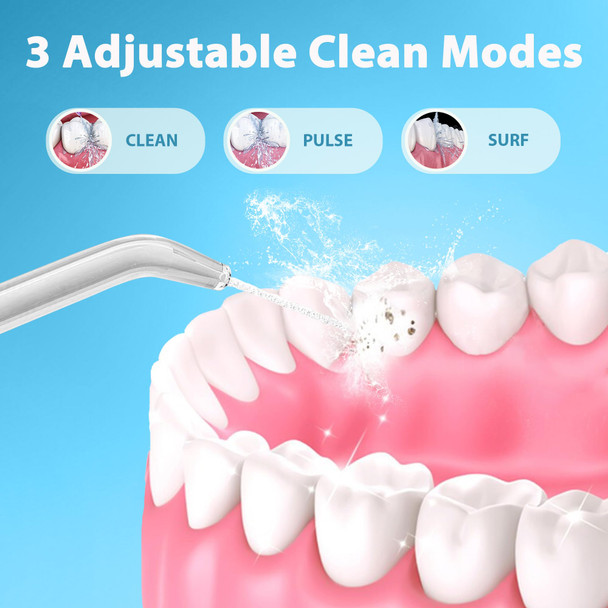 Genkent Water Flosser Pick For Teeth Cleaning 300Ml Dental Oral Irrigator 3 Modes 5 Tips Rechargeable Travel Pik Waterproof Dental Picks Electric Flossing For Home (Black)