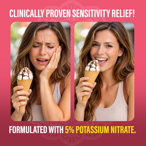 Gurunanda Sensitive Toothpaste 5 Potassium Nitrate For Tooth Sensitivity Relief Nano Hydroxyapatite Xylitol & White Turmeric For Happy Gums Fluoride-Free Natural Clove Mint 4.2 Oz