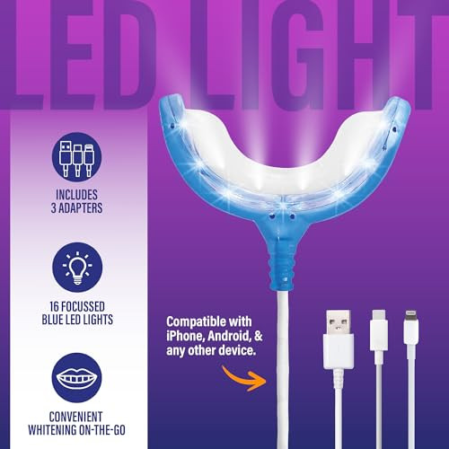 Gurunanda Premium Teeth Whitening Kit With Wired Led Light & Whitening Pen Works With Iphone & Android Helps Remove Surface Stains From Coffee Food Soda