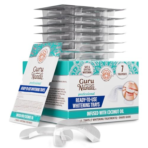 Gurunanda Ready-To-Use Prefilled Whitening Trays (7 Treatments) With 8 Hydrogen Peroxide To Remove Surface Stains Fast & Easy Teeth Whitening For Sensitive Smiles
