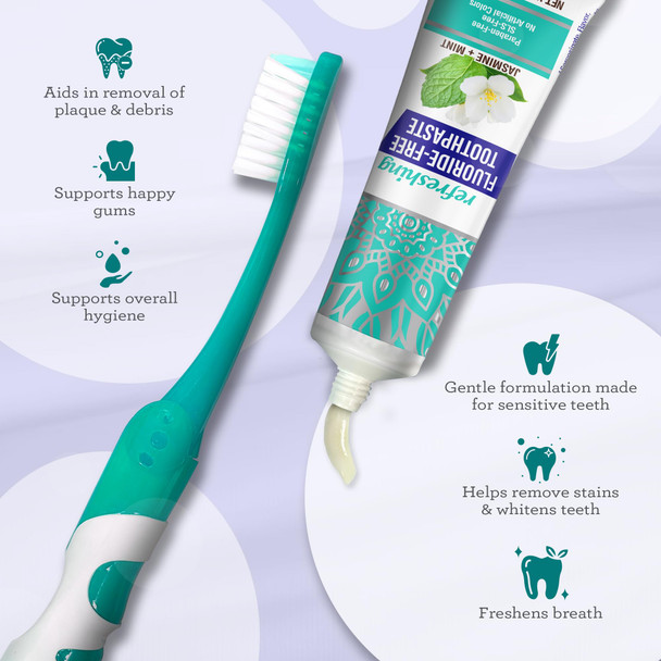 Gurunanda Folding Toothbrush With Built-In Cover & Toothpaste With Hydroxyapatite Perfect For Travel Compact & Portable On-The-Go - Soft Bristles & Ergonomic Handle For Adults & Kids (1 Count)