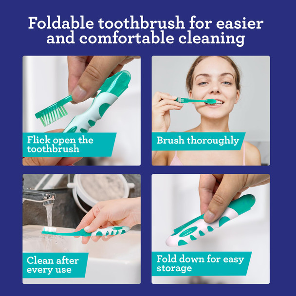 Gurunanda Folding Toothbrush With Built-In Cover Perfect For Travel Hiking & Camping Compact & Portable On-The-Go Toothbrush With Soft Bristles & Ergonomic Handle For Adults & Kids (1 Count)