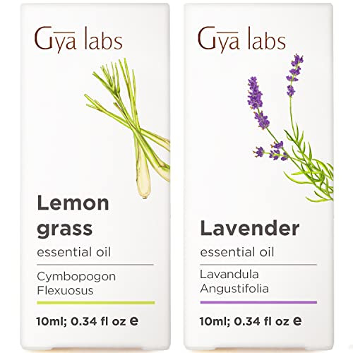Gya Labs Lemongrass Essential Oil For Diffuser & Lavender Essential Oil For Diffuser Set - Aromatherapy Grade Essential Oils Set - 2X0.34 Fl Oz - Gya Labs
