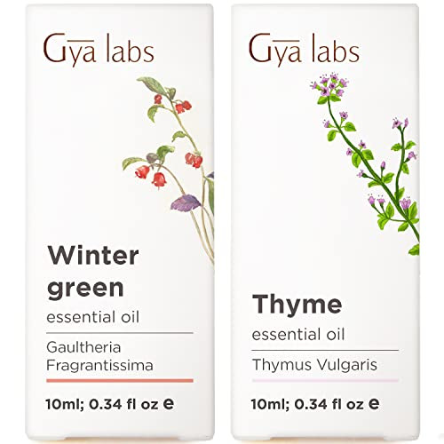 Gya Labs Wintergreen Essential Oil For Diffuser & Thyme Oil For Hair Set - Aromatherapy Grade Essential Oils Set - Gya Labs