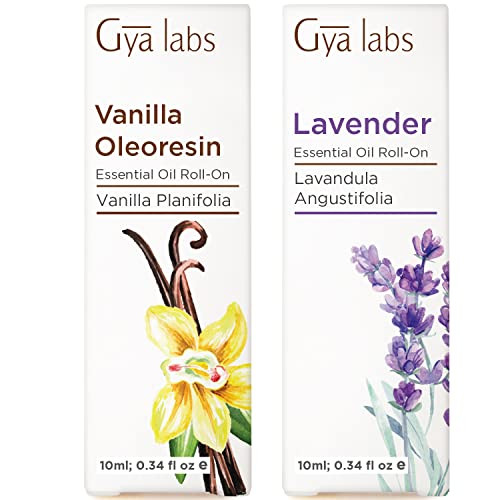 Gya Labs Vanilla Essential Oil Roll On & Lavender Essential Oil Roll On Set - Therapeutic Grade Essential Oils Set - 2X10Ml - Gya Labs