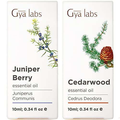 Gya Labs Juniper Essential Oil For Diffuser & Cedarwood Oil For Hair Set - Aromatherapy Grade Essential Oils Set - 2X0.34 Fl Oz - Gya Labs