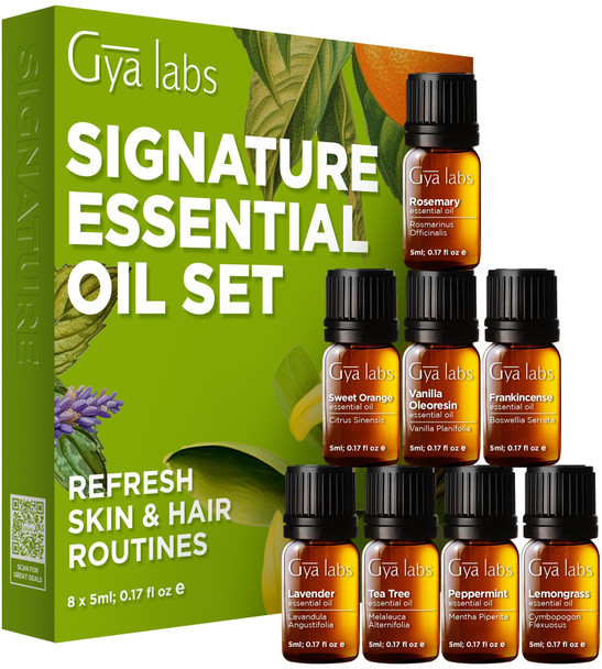 Gya Labs Signature Essential Oil Set (0.17 Fl Oz 8) - Relaxation s For Women - For Diffuser Aromatherapy & Diy Candle Making Scents