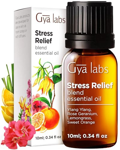 Gya Labs Stress Relief Essential Oil Blend For Diffuser & Aromatherapy - 100 Pure Natural Stress Relief Oils For Calming Diffusion Soothing & Self-Care (0.34 Fl Oz)