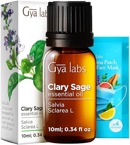 Gya Labs Marjoram Oil Essential Oil Diffuser & Clary Sage Essential Oil For Diffuser Set - Aromatherapy Grade Essential Oils Set - 2X0.34 Fl Oz - Gya Labs