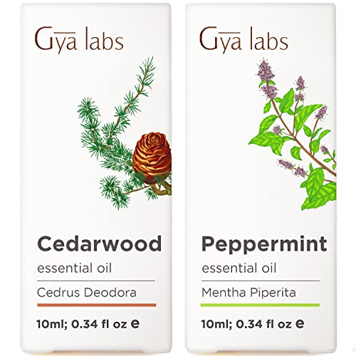 Gya Labs Cedarwood & Peppermint Essential Oil Set - Aromatherapy Grade Essential Oils Set - 2X0.34 Fl Oz - Gya Labs