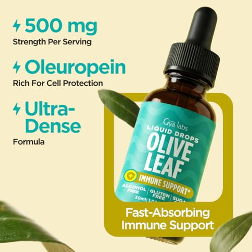 Gya Labs Olive Leaf Extract Liquid Drops For Peace Of Mind - Support Internal Health With Olive Leaf Extract Liquid - Plant-Based Formula Non-Gmo No Synthetic Additives 1 Fl Oz