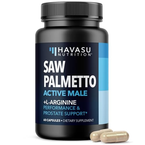 Havasu Nutrition Saw Palmetto 500Mg And L-Arginine 500 Mg - Prostate Health And Nitric Oxide Supplements For Men - 60 Count - Urinary Function Support And Endurance For Active Males - Vegan Non-Gmo 1 Month Supply