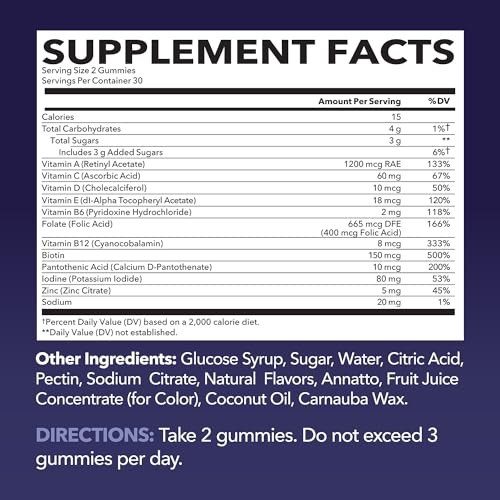 Havasu Nutrition Multivitamin Gummies For Adults - Daily Gummy With Vitamin C D And Zinc For Men And Women - 60 Count - Glp-1 Nutritional Support For Optimal Health And Wellness - 1 Month Supply Mixed Berry Flavor