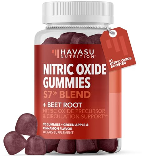Havasu Nutrition Nitric Oxide Gummies For Men And Women With L-Arginine And Beet Root - No Gummies For Endurance And Recovery - 90 Count - Green Apple And Cinnamon Flavor - Vegan Non-Gmo 1 Month Supply