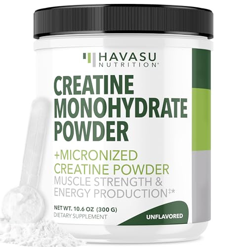 Havasu Nutrition Micronized Creatine Monohydrate Powder - Post Workout Recovery Drink - Muscle Strength And Energy Production - 5G Unflavored Non-Gmo Vegan And Gluten Free Creatine Powder For Men 60 Servings