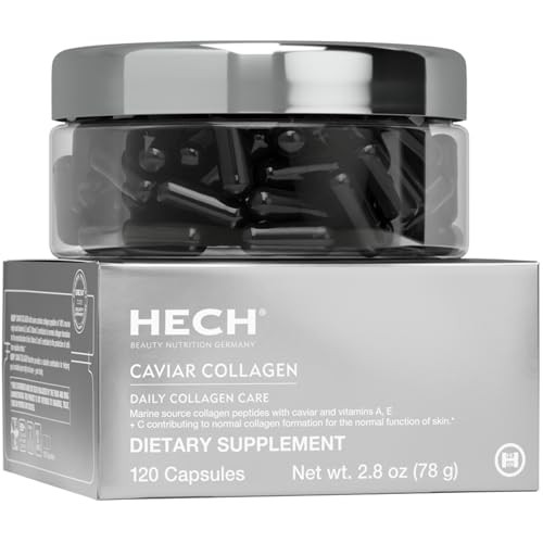Hech Caviar Collagen Capsules - Beauty Supplement With 2000 Mg Marine Collagen Peptides Caviar Extract And Vitamin Complex