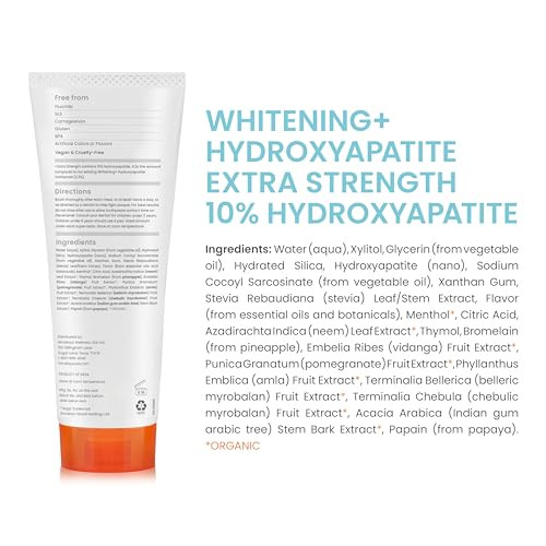 Himalaya Botanique Whitening Extra Strength Hydroxyapatite Toothpaste - 10 Nano Hydroxyapatite To Support Remineralization & Restore Enamel To Strengthen Teeth - Vegan Mint Flavor 3 Oz