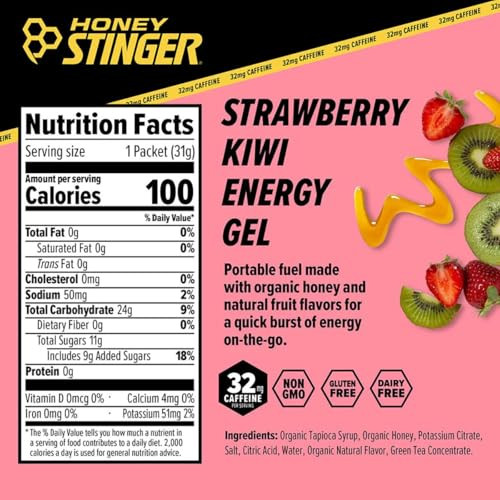 Honey Stinger Energy Gel Strawberry Kiwi 1.1 Ounce (Pack Of 24)