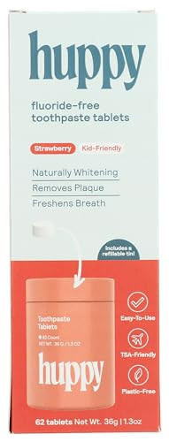Huppy Toothpaste Tablets In Tin Strawberry 62 Count
