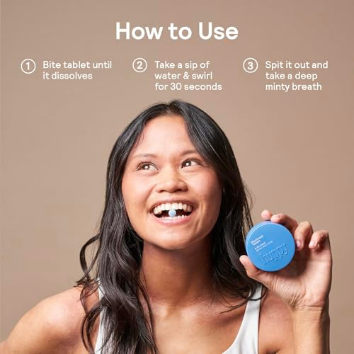 Huppy Mouthwash Tablets With Nano Hydroxyapatite - Refreshes Breath And Remineralizes Teeth - Hydroxyapatite Tabs Perfect For Travel - Nanohydroxyapatite Mouthwash 124Ct Cool Mint Flavor