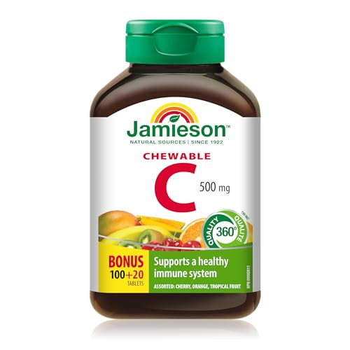 Jamieson Laboratories Vitamin C Chewable 500Mg Mixed 3 Flavours 120 Count
